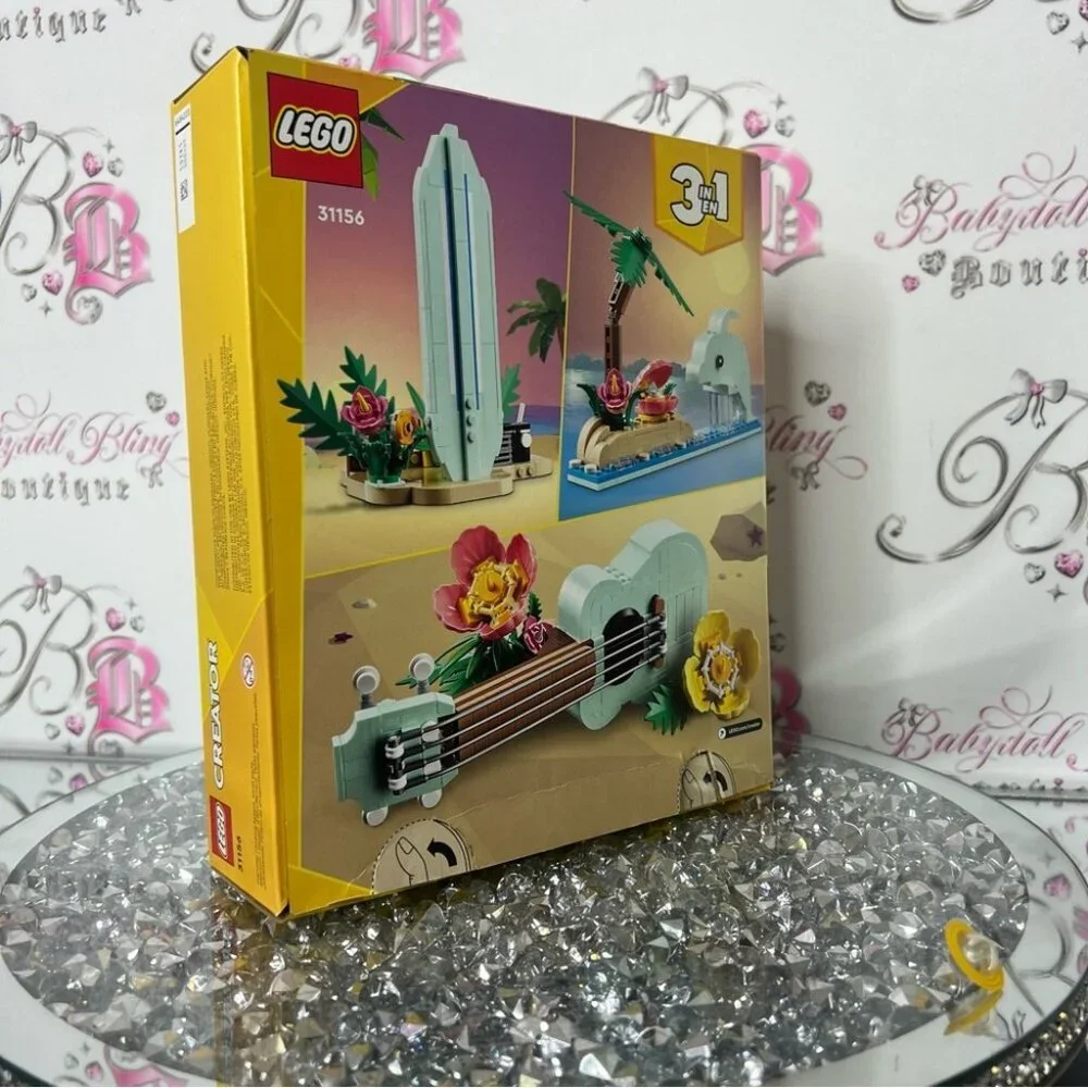 LEGO Creator 3-in-1 Tropical Ukulele Set dolphin surfboard flower build your own